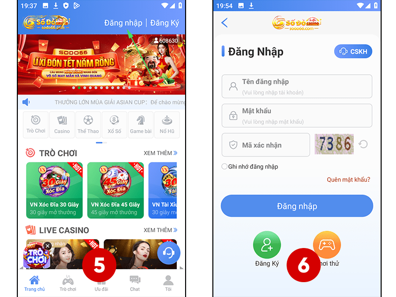 Bước 5 và 6 hướng dẫn tải app SODO cho điện thoại Android