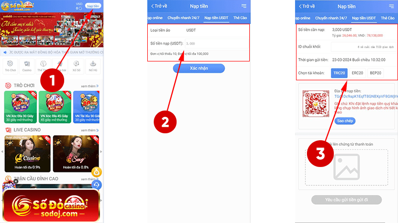 Hướng dẫn nạp tiền SODO qua hình thức chuyển tiền ảo
